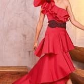 Johanna Ortiz Cumbia Y Luceros One-shoulder Tiered Silk Gown — image 1