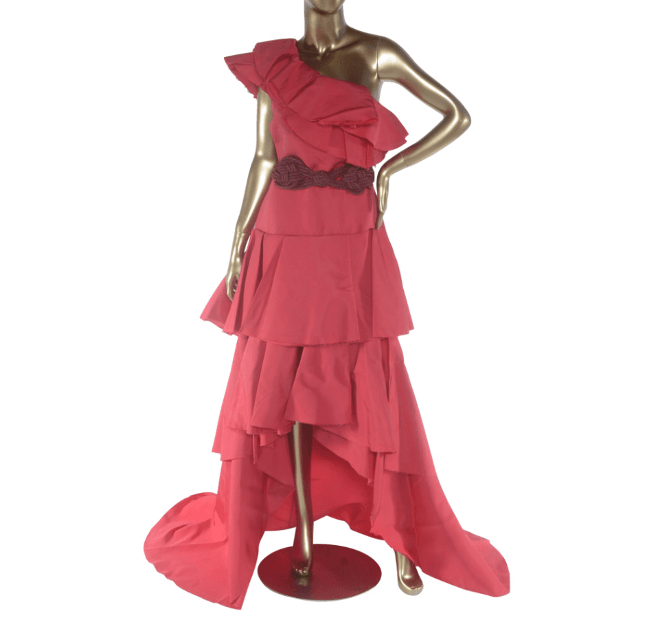 Johanna Ortiz Cumbia Y Luceros One-shoulder Tiered Silk Gown