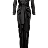 Alexandre Vauthier Draped Silk-blend Satin Column Gown In Black — image 1