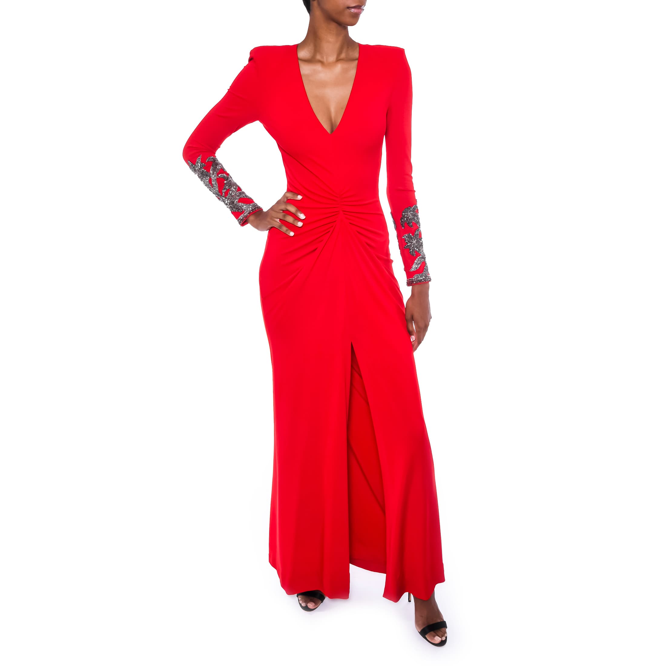Alexander Mcqueen Red Long Sleeve Gown