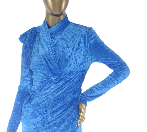 Balenciaga blue crushed velvet dress