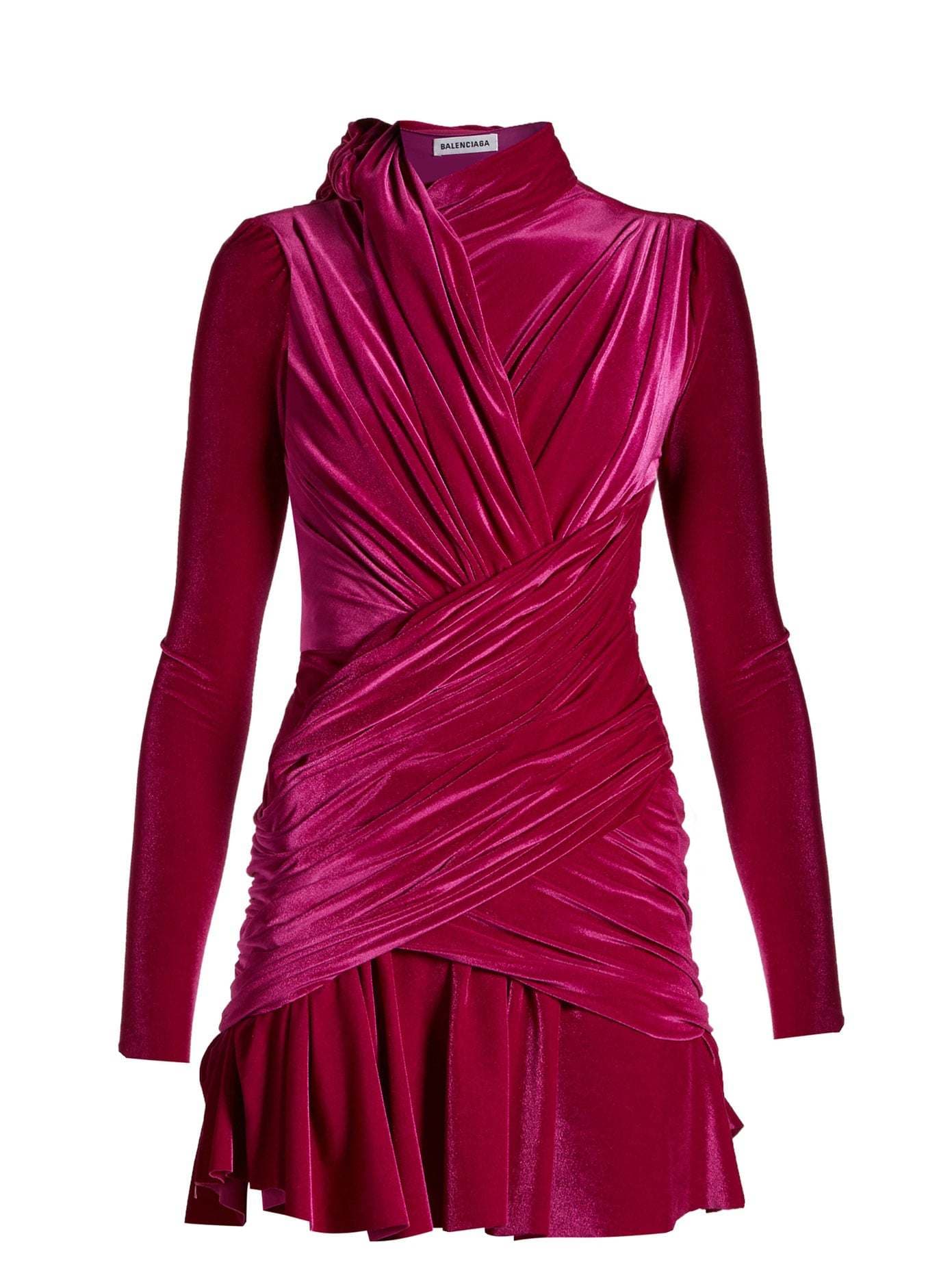 Balenciaga Fuchsia Velvet Mini Dress
