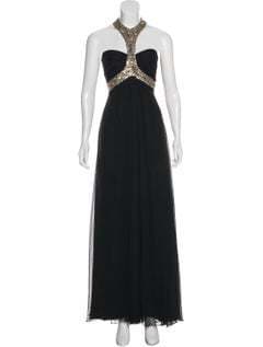Monique Lhuillier Embellished Silk Gown