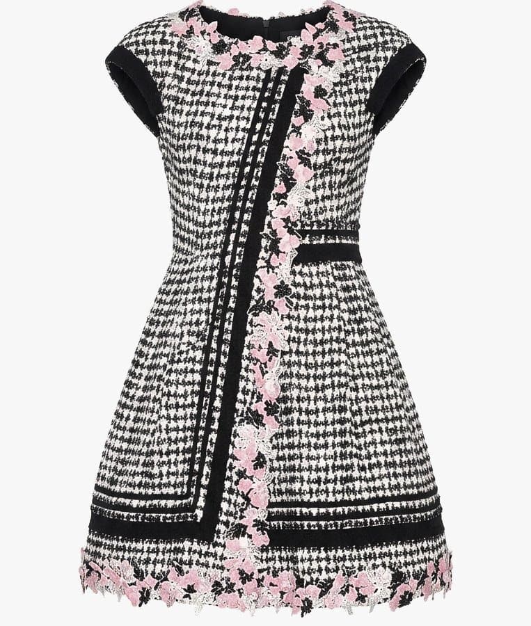 Chanel Multicolored Floral-embroidered Tweed Dress