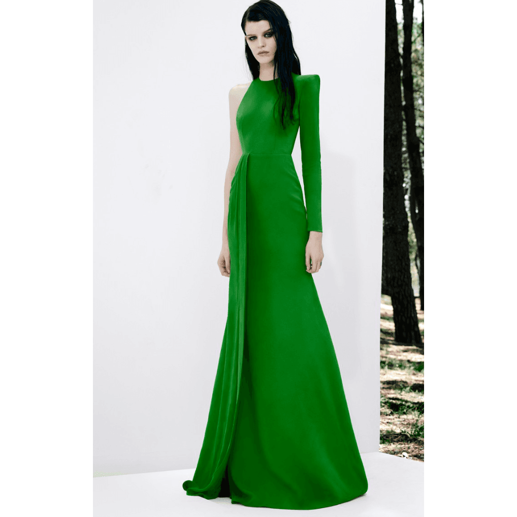 Alex Perry Pre-fall 2019 Alex Perry Julian-one Shoulder Satin Crepe Gown In Green