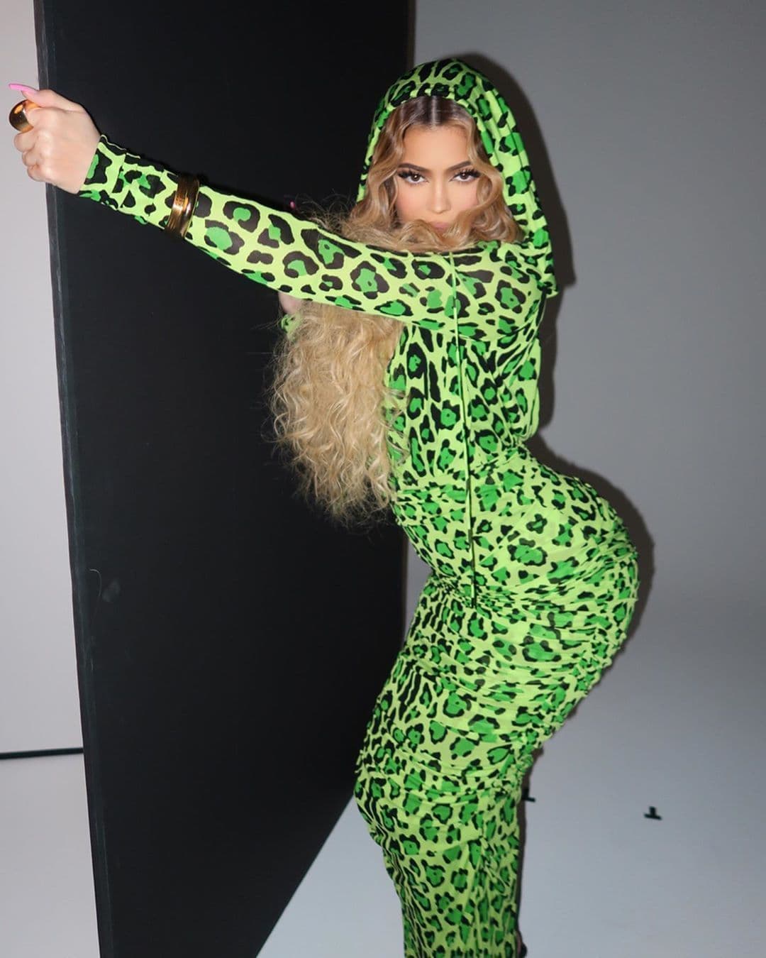 Tom Ford Neon Green Leopard Hooded Dress
