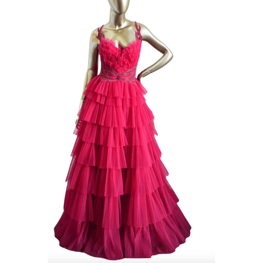Gemy Maalouf Embellished Tiered Gown