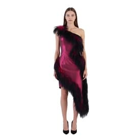 16arlington Asymmetrical Lamé Feather Trimmed Dress — image 2