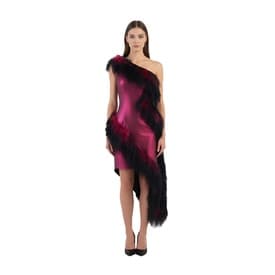 16arlington Asymmetrical Lamé Feather Trimmed Dress — image 3