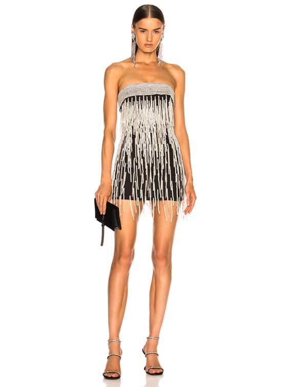 Attico Ludmilla Fringe Beaded Mini Dress