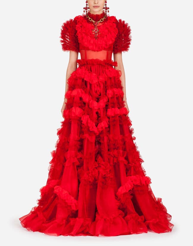 Dolce & Gabbana Red Silk Organza Dress
