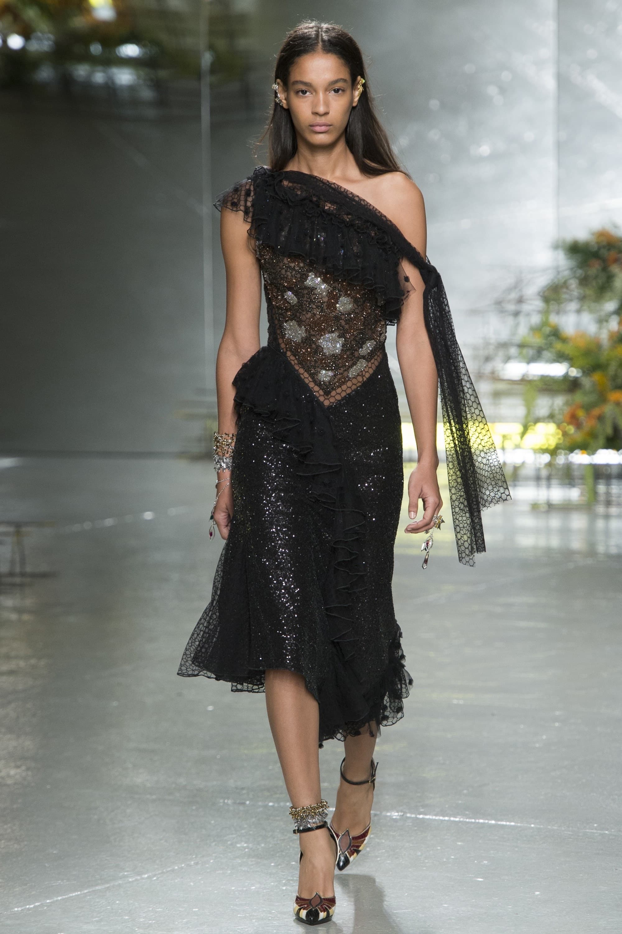 Rodarte Spring 2017 Off Shoulder Sequin