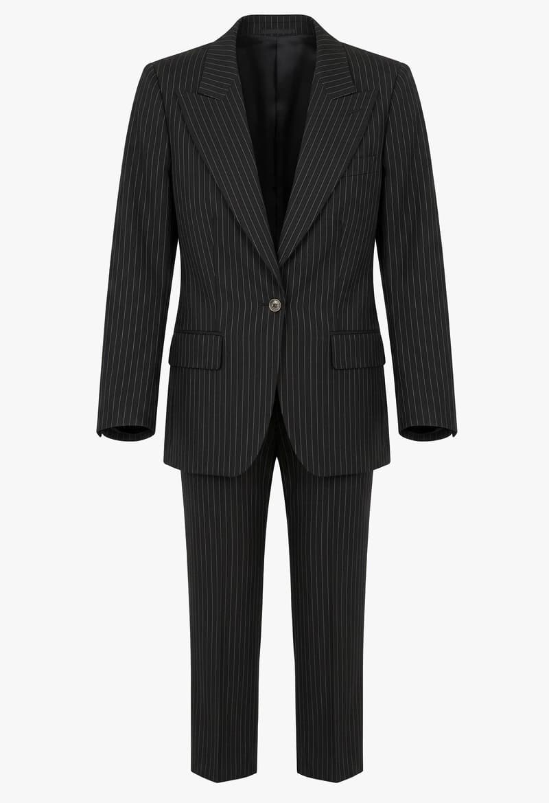 Gucci Black Pinstriped Peaked Lapel Pantsuit