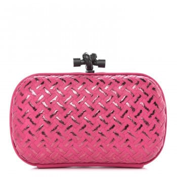 Bottega Veneta Pink Metallic Knot Clutch