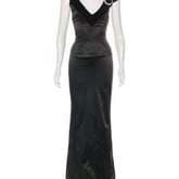 Vintage Dolce & Gabbana Black Satin Evening Dress With Crystal Embellishment — image 1
