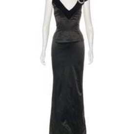 Vintage Dolce & Gabbana Black Satin Evening Dress With Crystal Embellishment — image 2