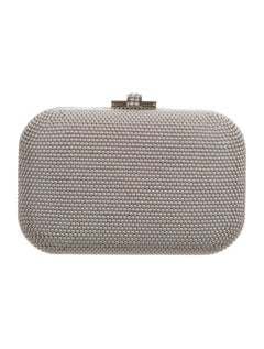 Judith Leiber Silver & Grey Faux Pearl Studded Clutch