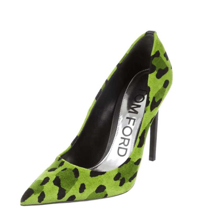Tom Ford Green Velvet Leopard Pumps