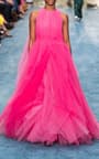 Carolina Herrera Layered Pleated Tulle Gown