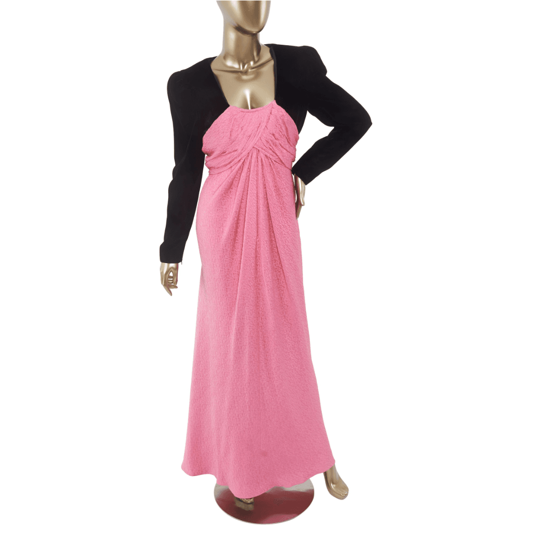Oscar De La Renta Vintage Black Pink Maxi Dress