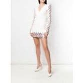 David Koma Womens White Embellished Floral V-neck Long-sleeve Dress — image 1
