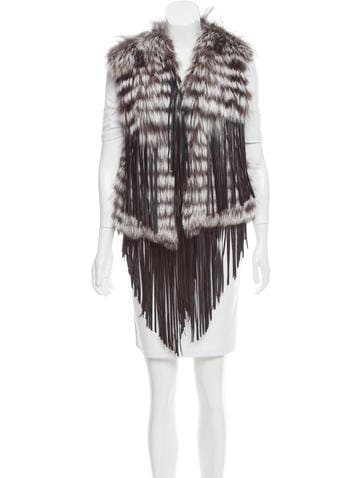 CAVALLI FRINGE-TRIMMED FUR VEST