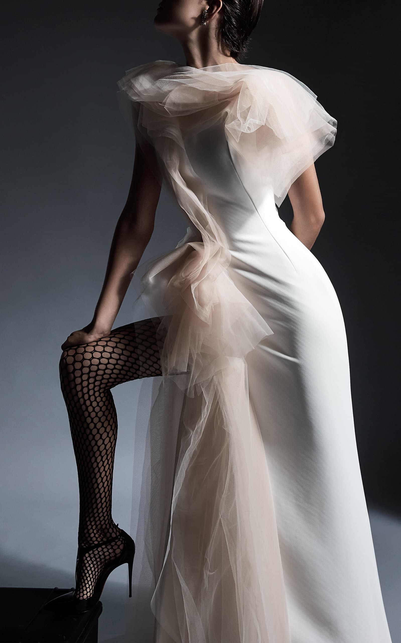 Maticevski Starry Night Organza-trimmed Crepe Gown