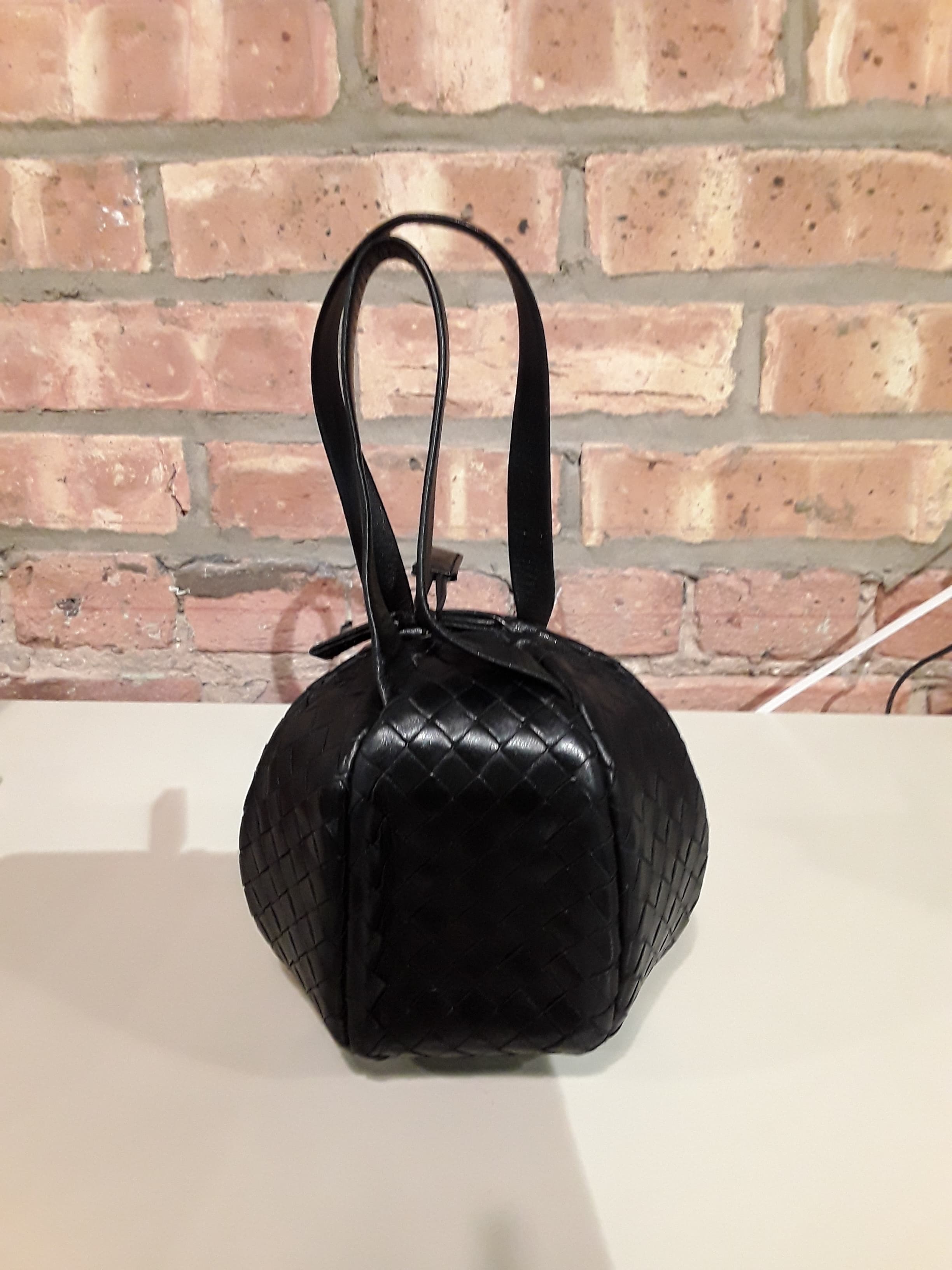 Bottega Veneta Black Mava Intrecciato Lambskin Ball Bag