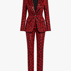Tom Ford Fall 2018 Red Leopard Print Beaded Suit  — image 3