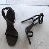 Saint Laurent Black Brown Suede Strap Sandal — image 1