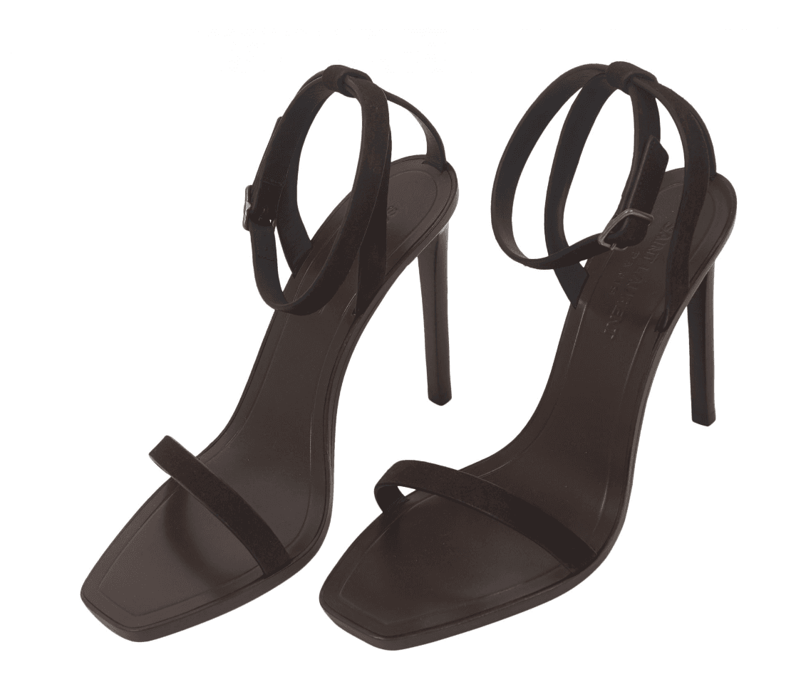 Saint Laurent Black Brown Suede Strap Sandal