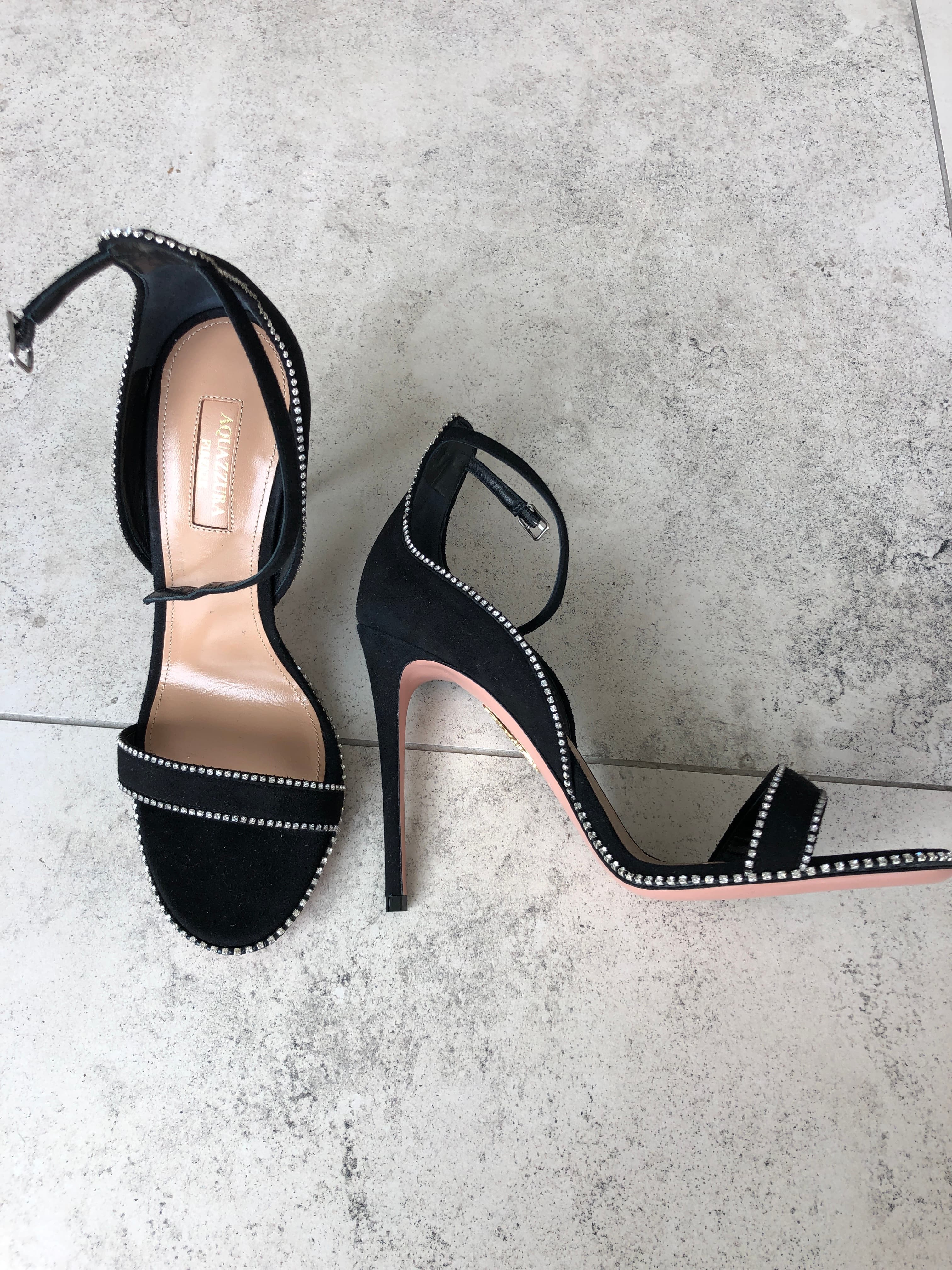 Aquazzura Black Diamond Studded Heels 4
