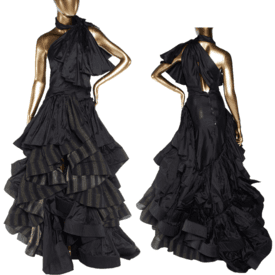 Maticevski Professed Bow-embellished Ruffled Striped Linen Gown — image 2