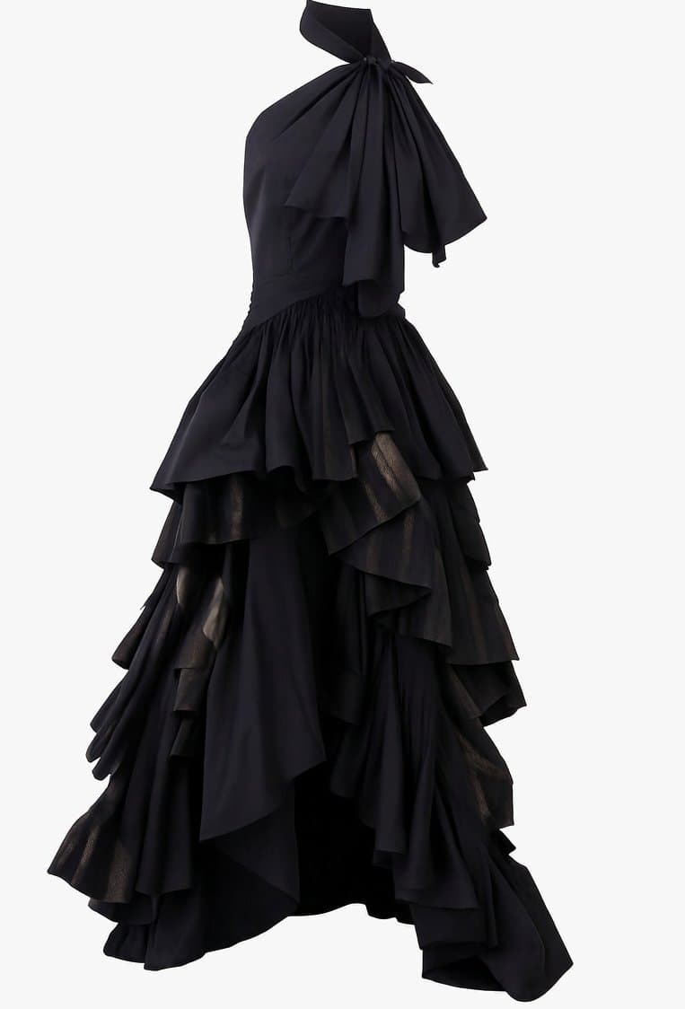 Maticevski Professed Bow-embellished Ruffled Striped Linen Gown