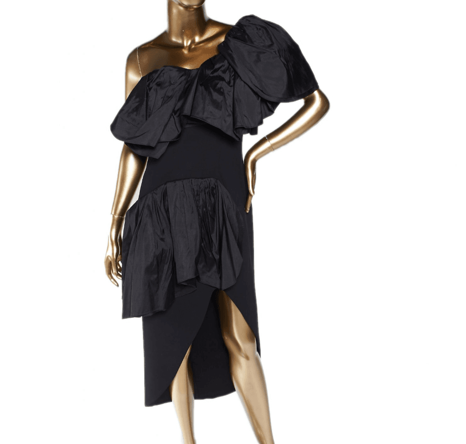 Maticevski Attentive Ruffled Taffeta Dress In Black