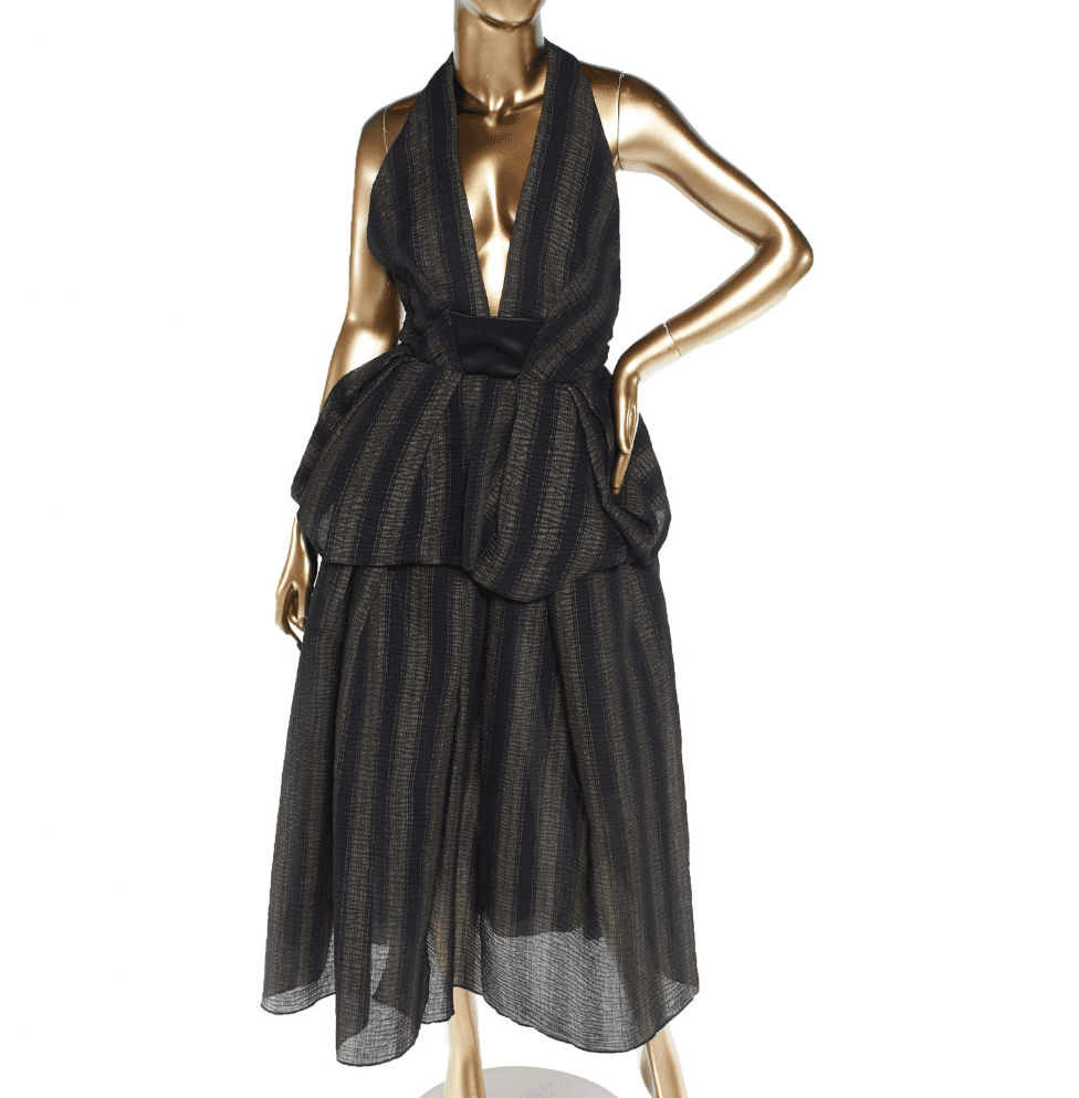 Maticevski Striped Peplum Halter Dress