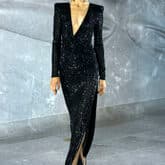 Naeem Khan Spring 2020 Black Long Sleeve Gown — image 1