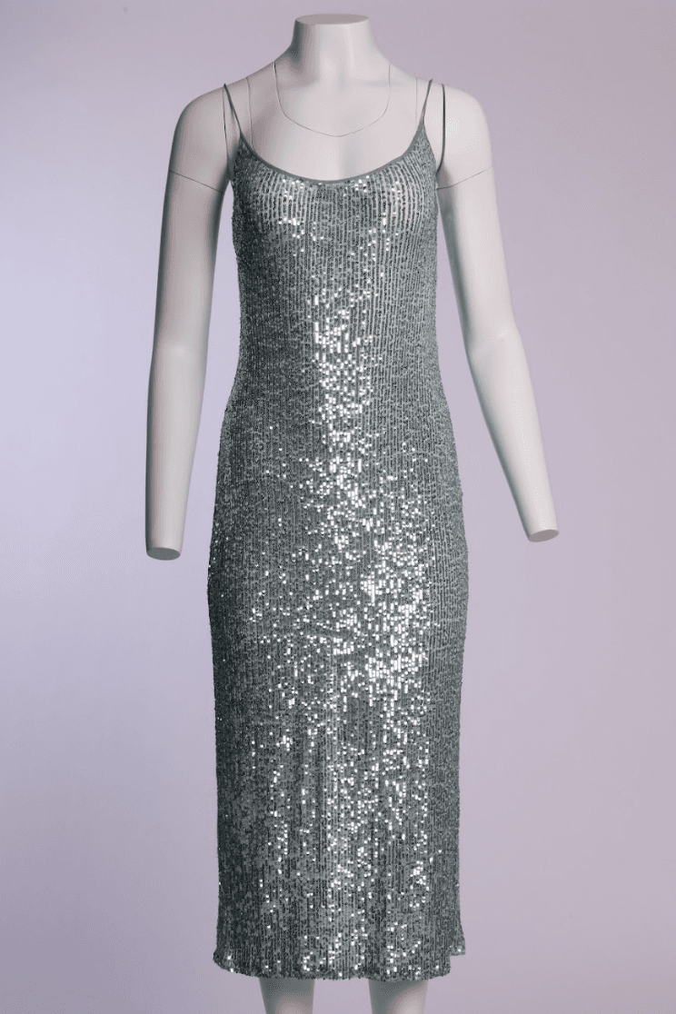 Naeem Khan Spring 2020 Aqua Sequin Dress