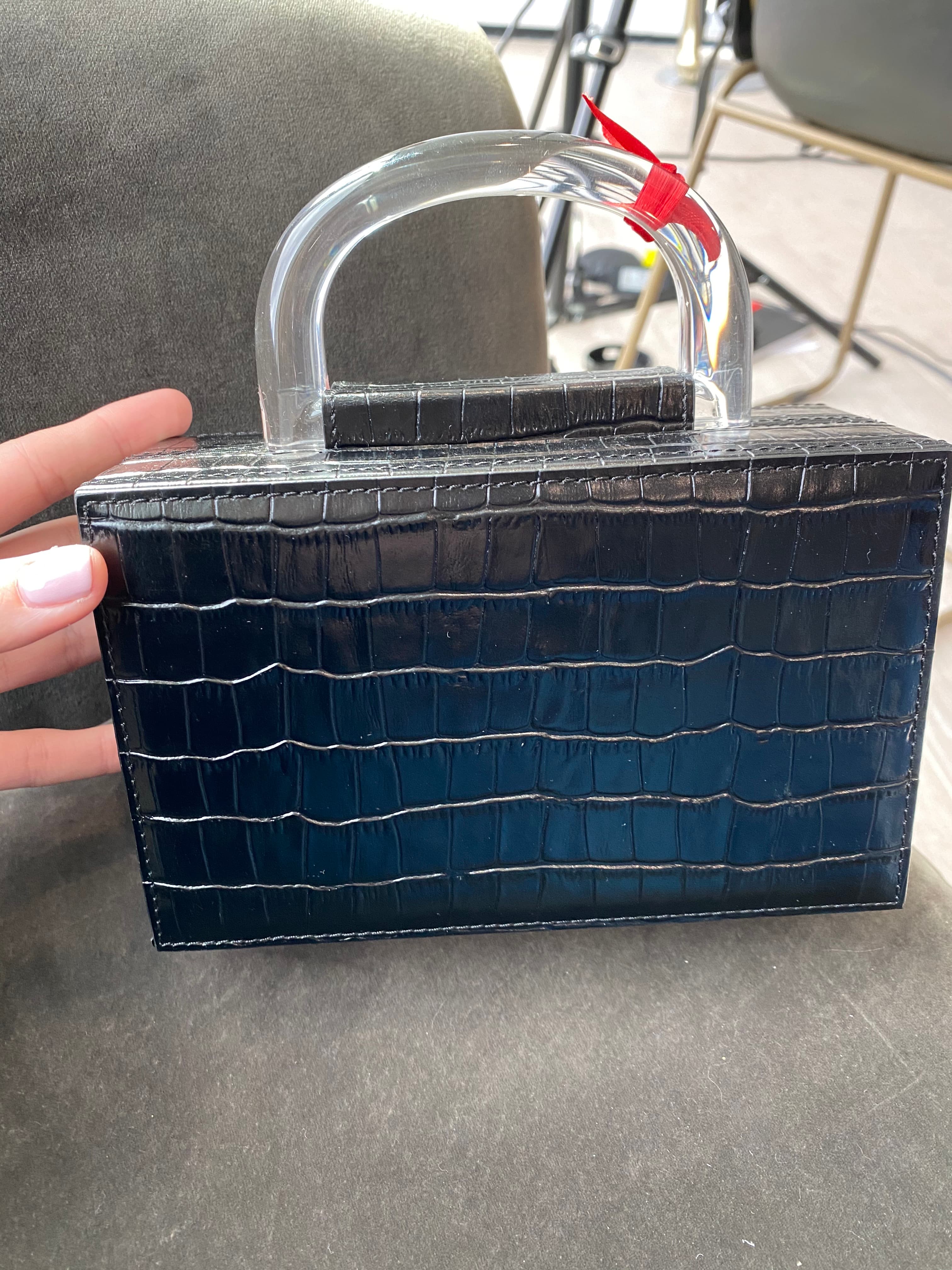 L'afshar Snakeskin Clutch With Clear Handle
