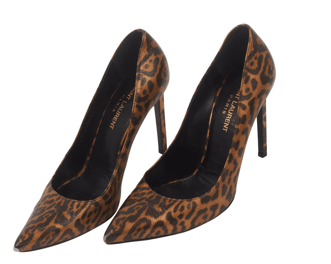 Saint Laurent Gold Leopard Pumps