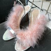 Gianvito Rossi Silver Sandals With Pink Feather Detail — image 1