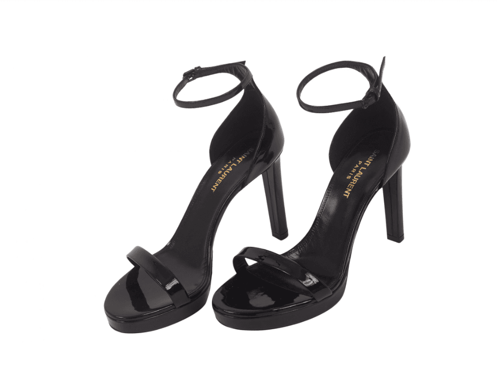 Black Saint Laurent Patent Leather Sandals