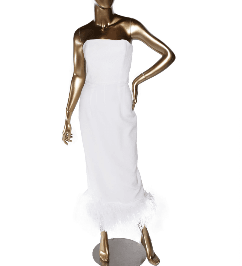 16arlington Strapless Feather-trimmed Crepe Midi Dress
