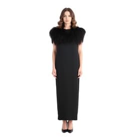 Vintage Black Feather Trimmed Dress — image 3