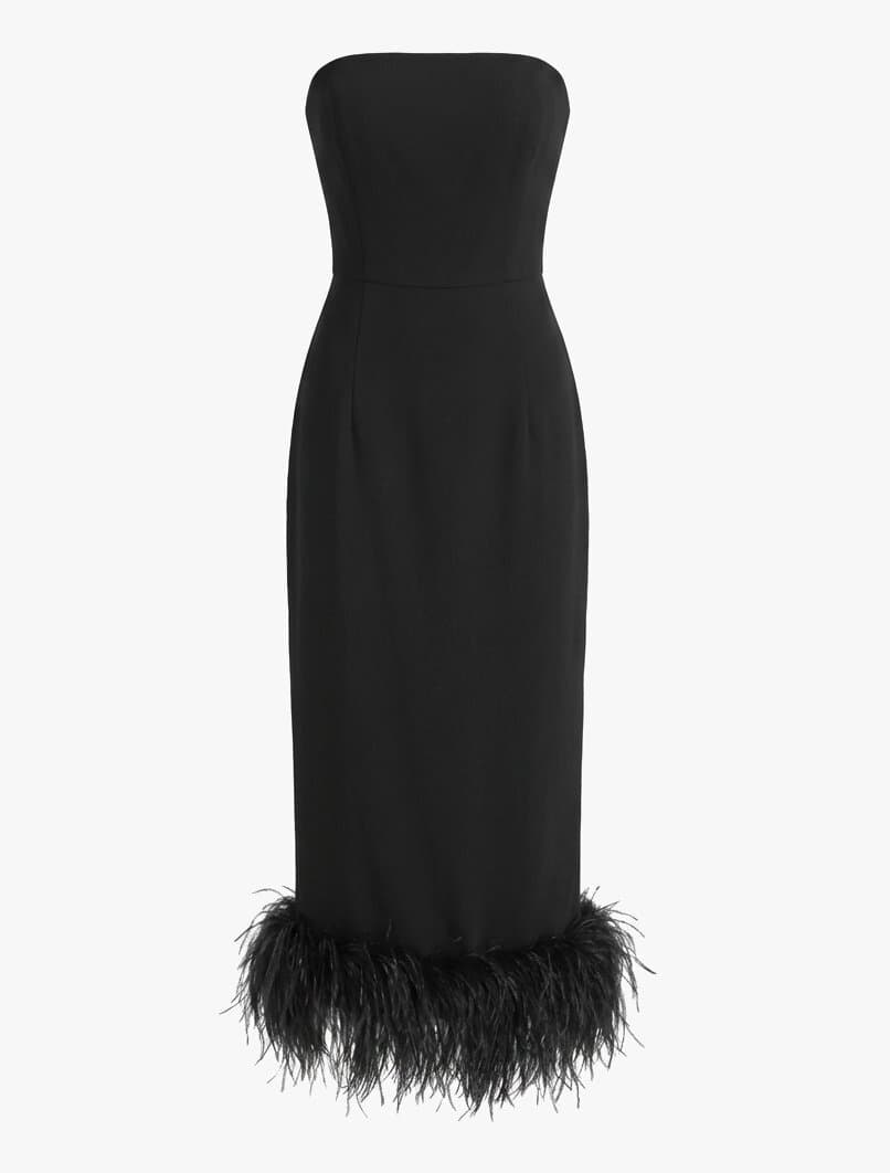 16arlington Strapless Feather-trimmed Crepe Midi Dress 0