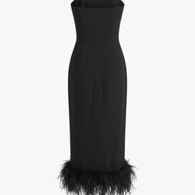 16 Arlington Minelli Strapless Feather-trimmed Crepe Midi Dress Black — image 2