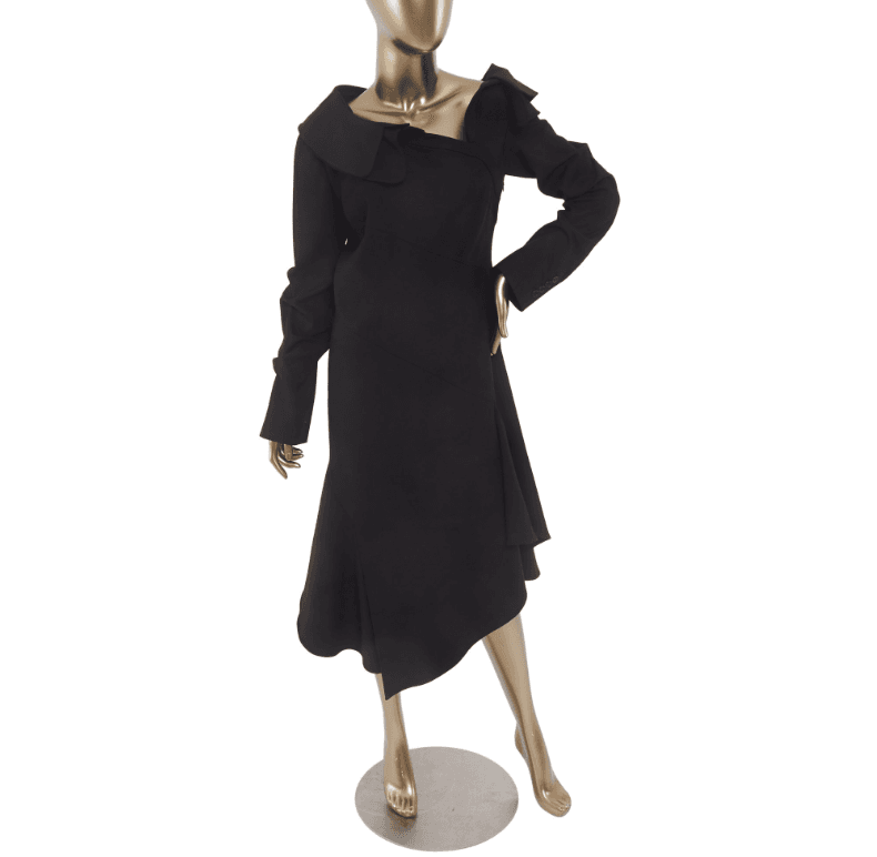 Black Monse Midi Dress With Rouched Detail