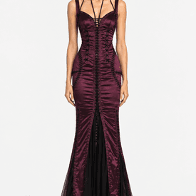 F/w 2003 Dolce & Gabbana Runway Burgundy Corset Gown Dress — image 4