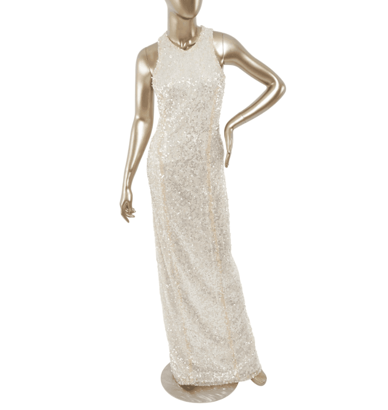 Galvan London White Sequin Embellished Gown