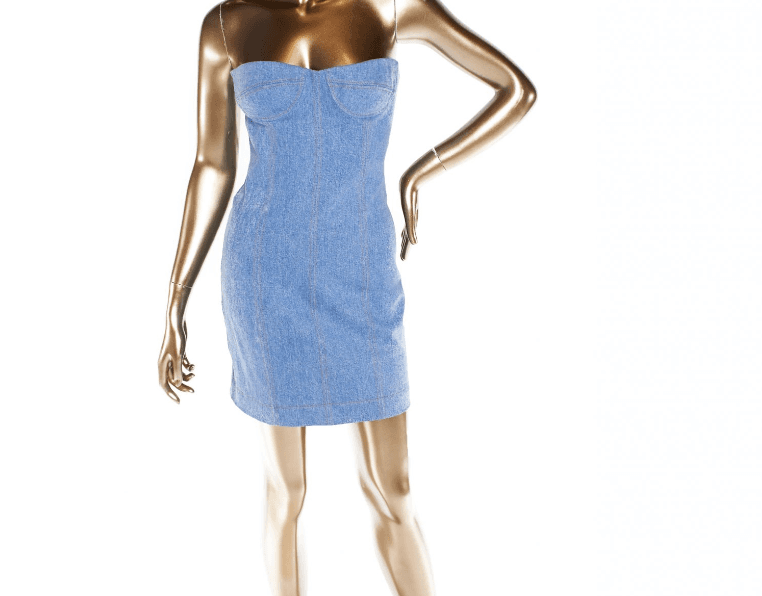 Laquan Smith Strapless Denim Mini Dress